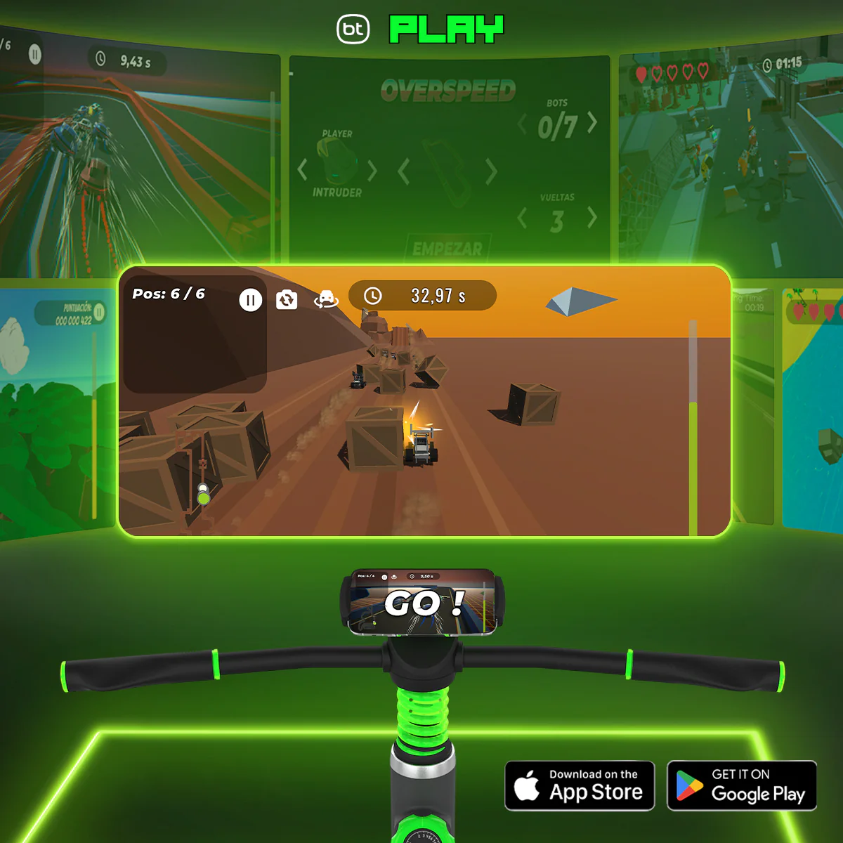 Bodytone Play: Bicicleta Estática Gaming Interactiva y Plegable | Entrena Jugando - Image 3